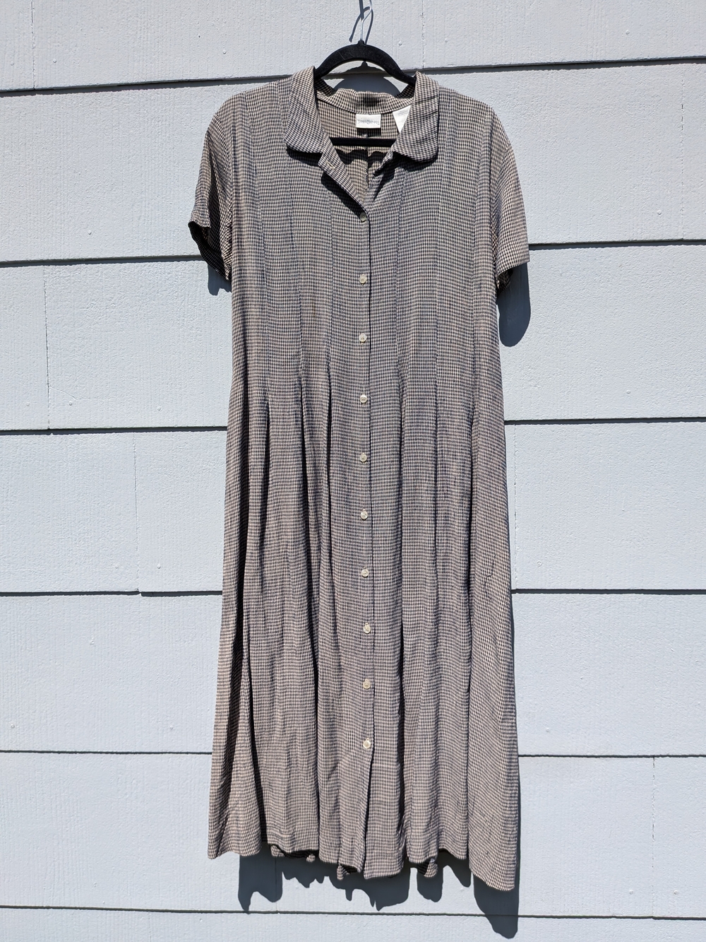 Vintage Button-Front Short Sleeve Midi Dress